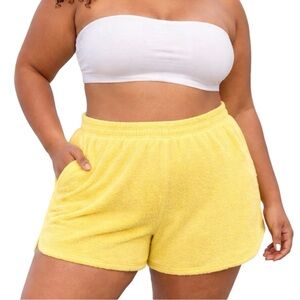A New Day Terry Swim Shorts Yellow 2X NWT High Rise Elastic Waist Cover Up